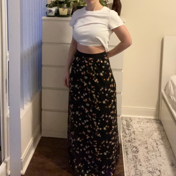 Black Tulle Floral Maxi Skirt L - Picture 3 of 5